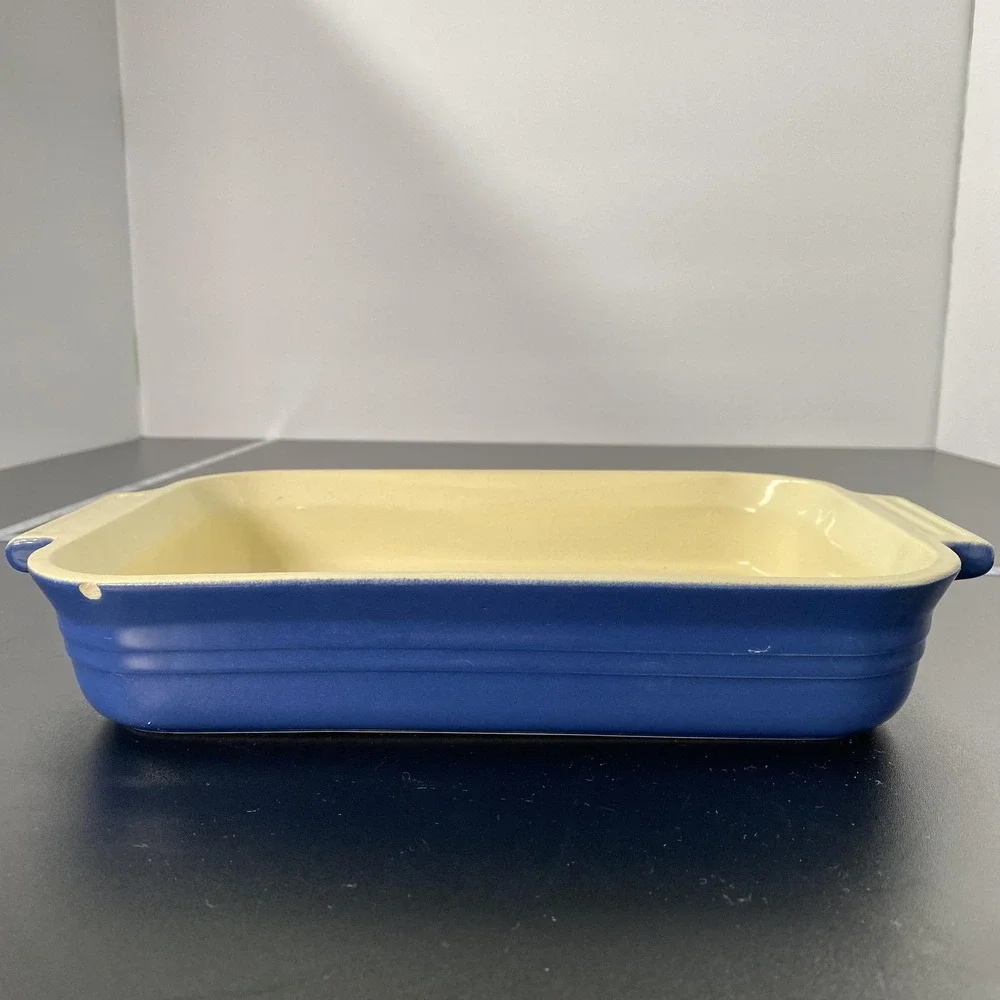 Le Creuset Rectangular Baking Dish 10x7x2 Blue Ceramic Pan France‎ Bakeware